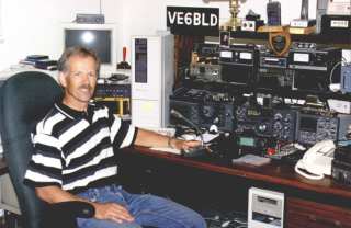 Bob King VE6BLD at his amateur radio station in Lacombe, Alberta