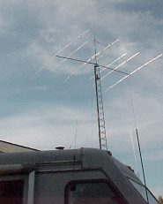 VE6MIM's radio antennas and amateur radio equipped motorhome