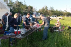 Enjoying Saturday pot luck dinner